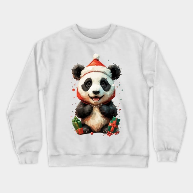 Cute Christmas Panda with Gifts Crewneck Sweatshirt by ArtMichalS